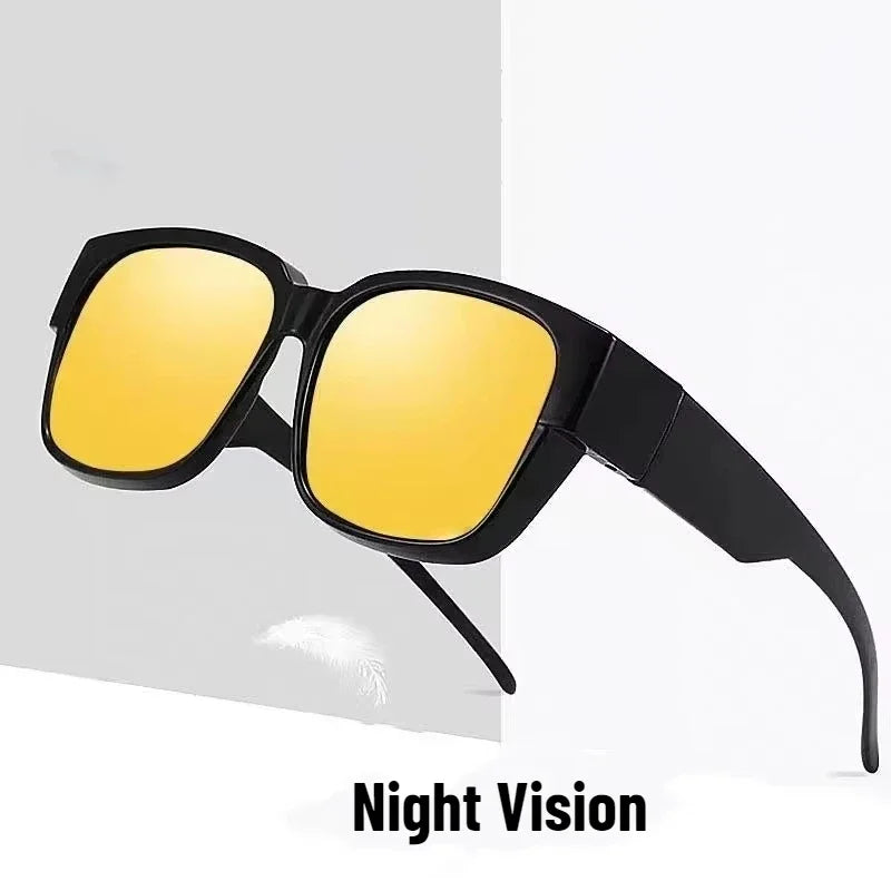 Photochromic Night Vision Glasses Fit Over Sunglasses UV Protection Night Driving