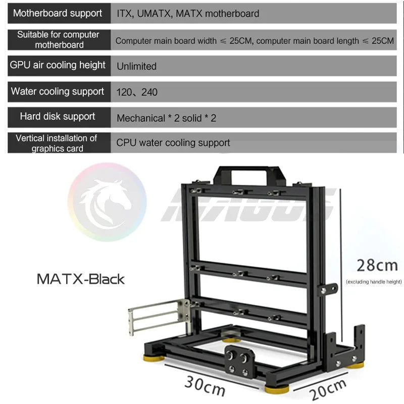 Boîtier PC Open Frame Modulaire ATX MATX ITX Aluminium Rack