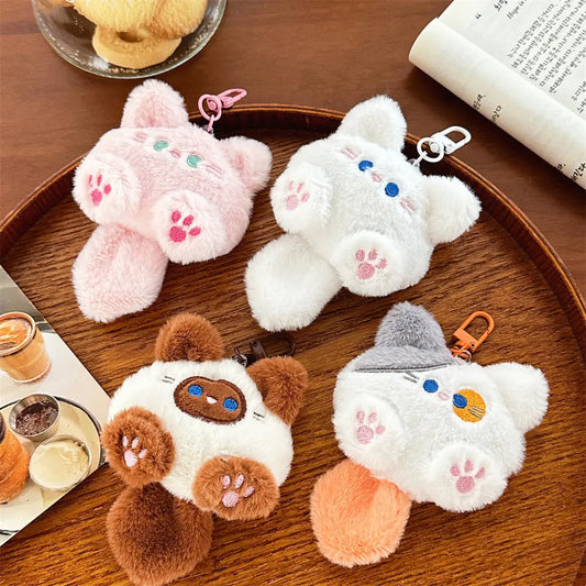 Plush Cat Keychain Cute Rabbit Fur Bag Charm Gift Decor