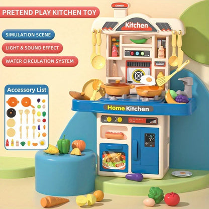 Kids Interactive Kitchen Play Set - Realistic Cooking Toys with Light & Sound for Ages 3+, Fun Gift for Boys & Girls