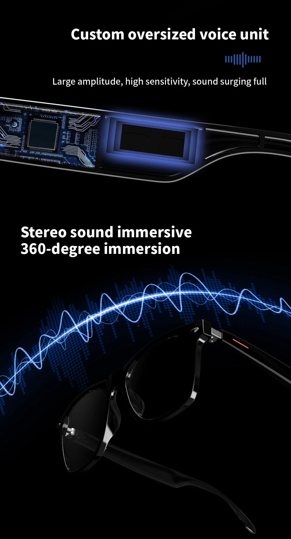 Smart Glasses Blue Light Polarized Audio Sunglasses