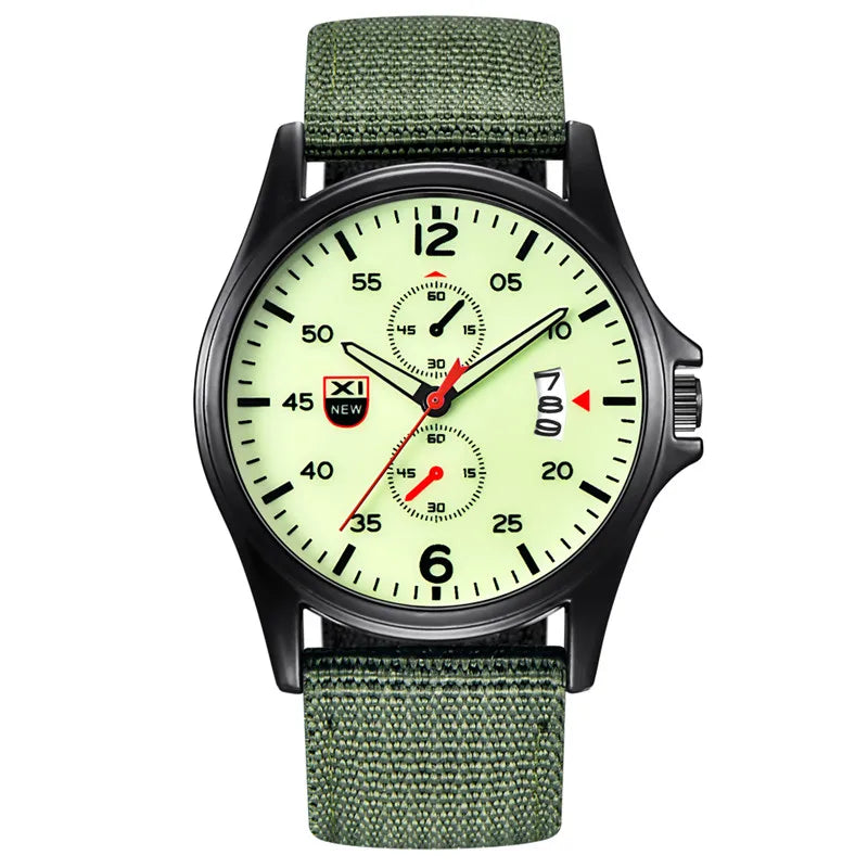 Nylon Band Military Quartz Watch With Date Display
