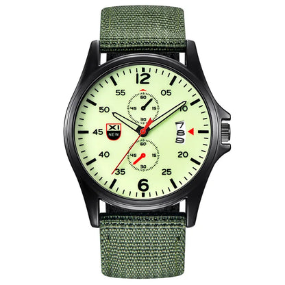 Nylon Band Military Quartz Watch With Date Display