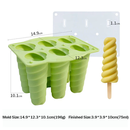 Variant image for 6-Hole Silicone Popsicle Molds for Homemade Ice Cream, Easy Release Ice Pop Maker with Cover and Sticks-2