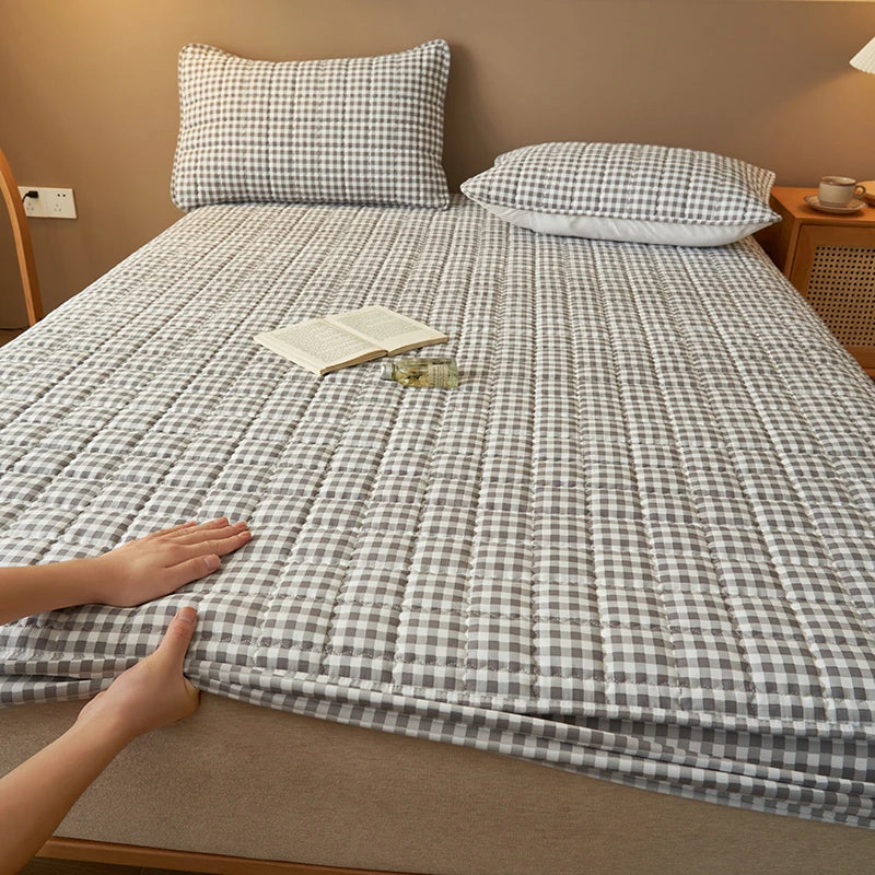 Protège-matelas matelassé à carreaux housse respirante antibactérienne literie automne 2025 sommeil frais
