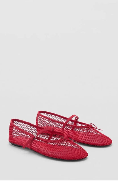 Breathable Women’s Ballet Flats - Mary Jane, Mesh, Summer