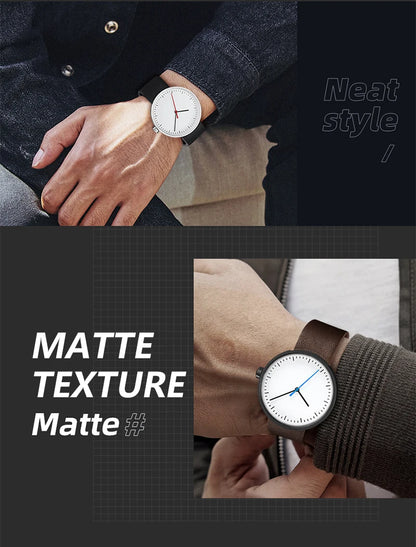 Classic unisex quartz wristwatch – leather strap, round dial, minimalist everyday timepiece