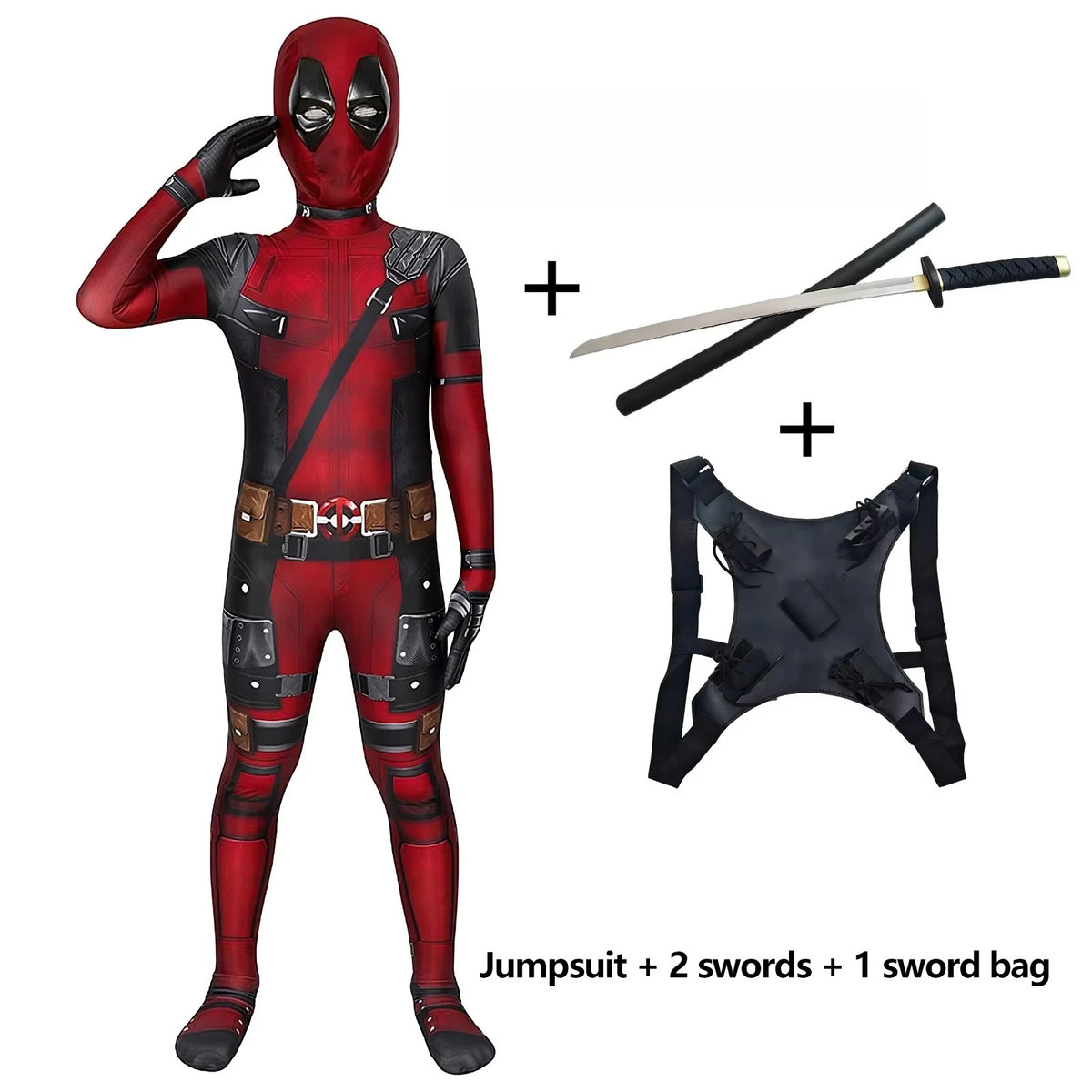 Deadpool-superhelte-cosplay-jumpsuit til børn med maske, komplet sæt til halloween og fødselsdagsgave 2026