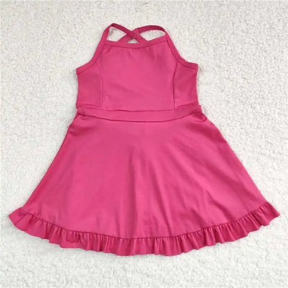 Soft girls' knit dress – knee-length, cotton-elastane, casual wear for active play
