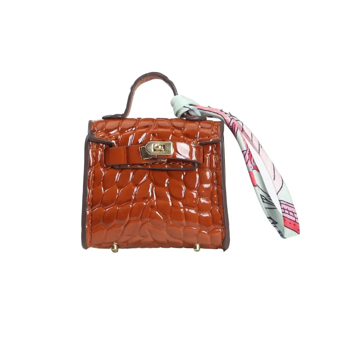 1+1 Free Birkin Inspired Mini Hand Bag - Crocodile Pattern Mini Bag Charm Keychain