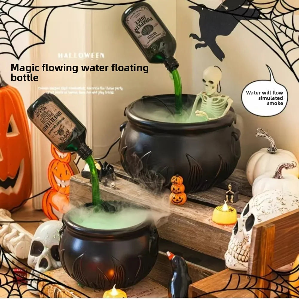 Witch Cauldron Fog Machine Halloween Prop With LED Glow