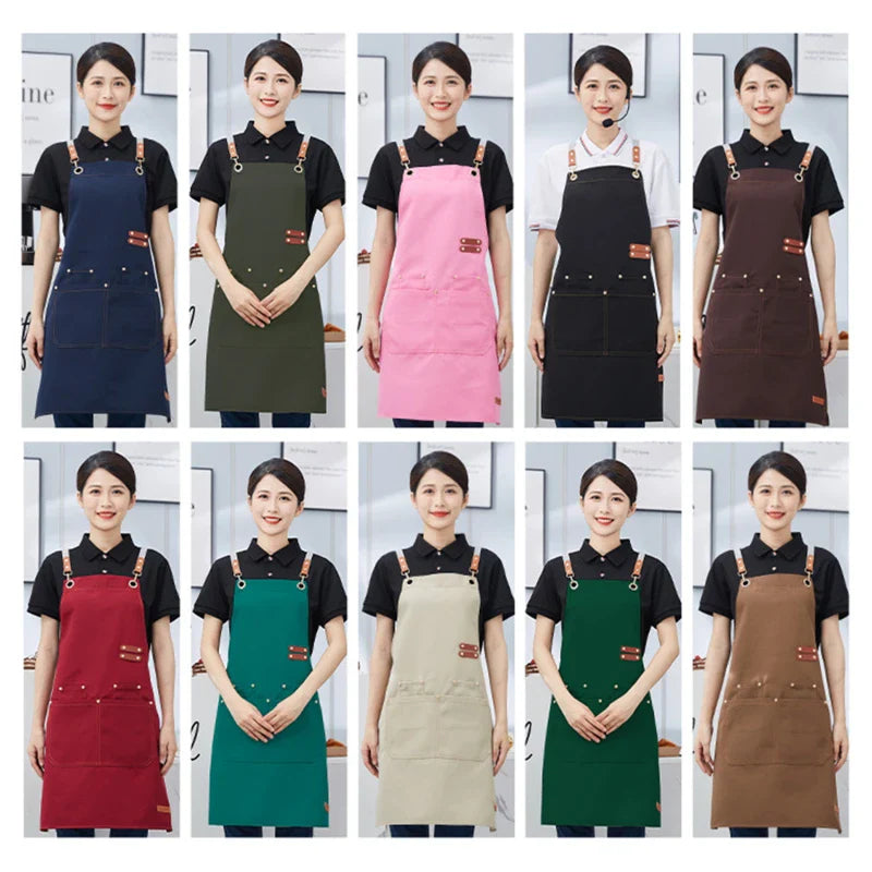 Canvas Apron Waterproof Bib Professional Cafe Catering Apron Fall 2025 Water Resistant Durable