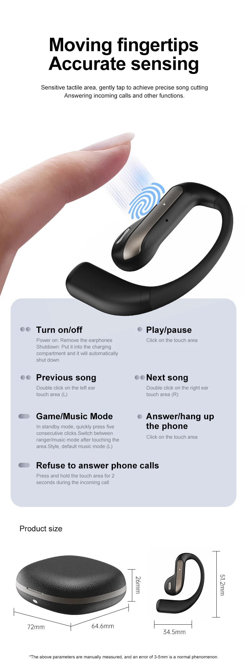 AI Translation Earbuds With Noise Canceling Ear Hook Sports