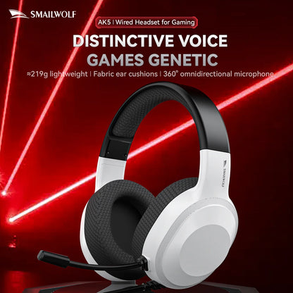 Gaming Headset Wired Lightweight With Omnidirectional Mic
