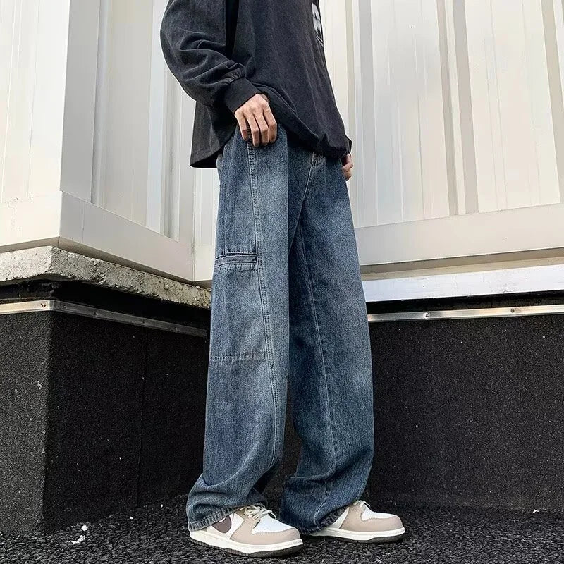 Oversized Mens Cargo Jeans - Wide Leg, Denim, Street