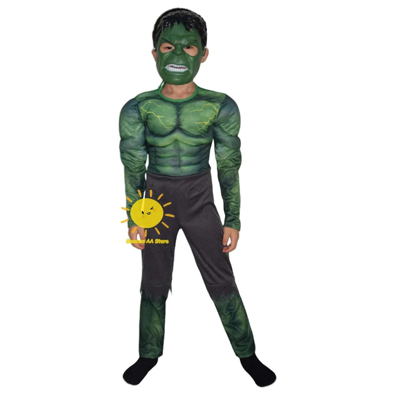 Hulk Bruce Banner-spierkostuumset voor Halloween, cosplaykostuum met handschoenen voor mannen, carnaval en feest 2026