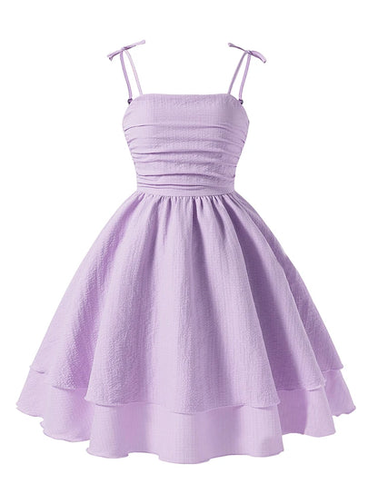 Soft Girls' Princess Dress - Tiered Sling Dress, Flattering, Polyester, For Birthday Party