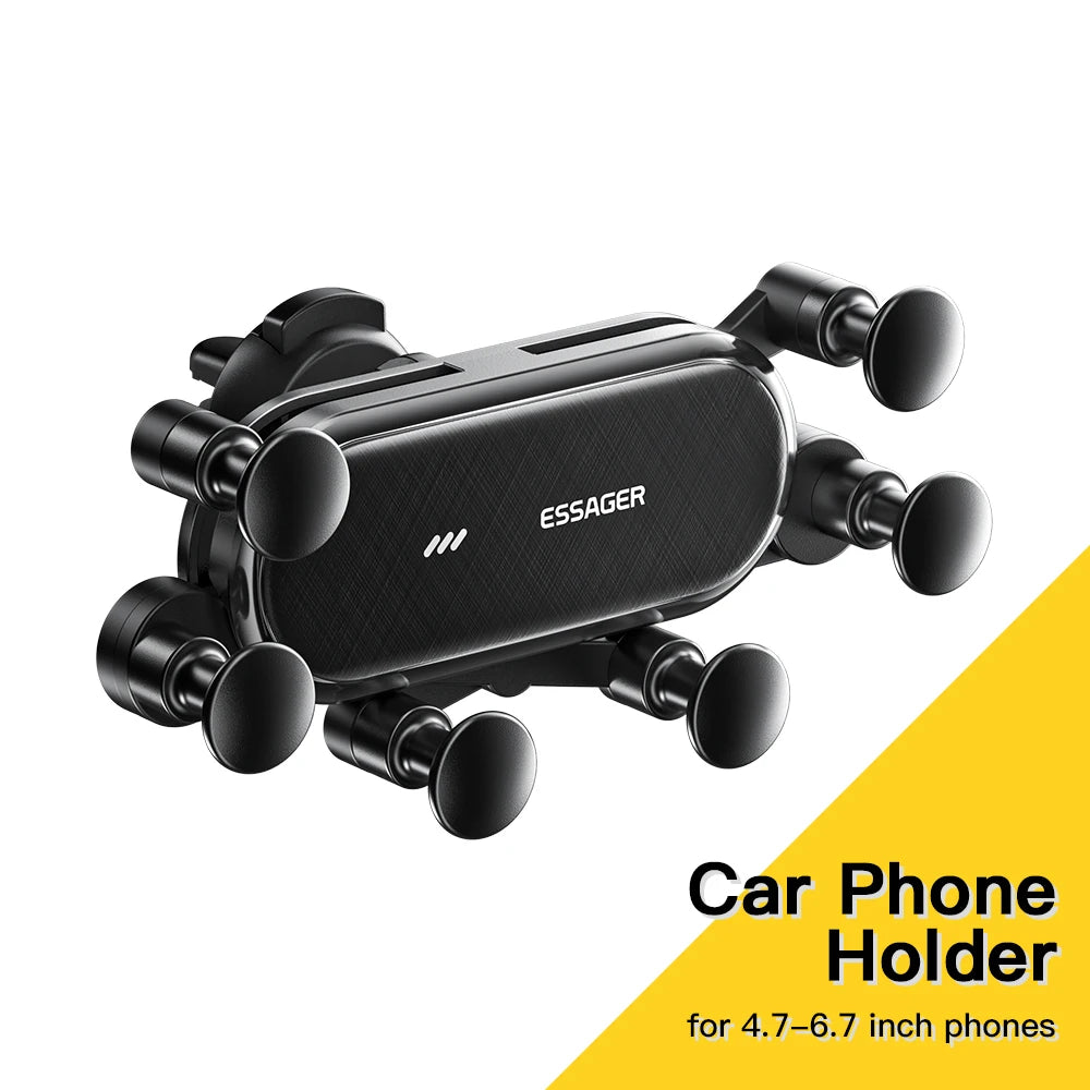 Gravity Car Phone Holder with Air Vent Clip Mount - Car Accessories for Apple and Android, One-Hand Operation