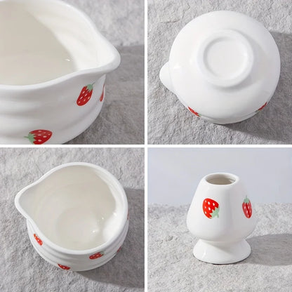 Matcha skålsæt keramik jordbær piskeris chasen sæt