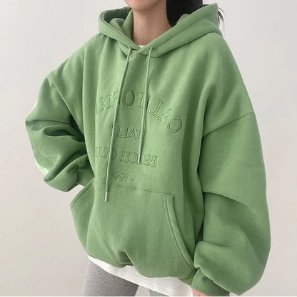 Oversized koselig hettegenser til dame - senkede skuldre, fleece