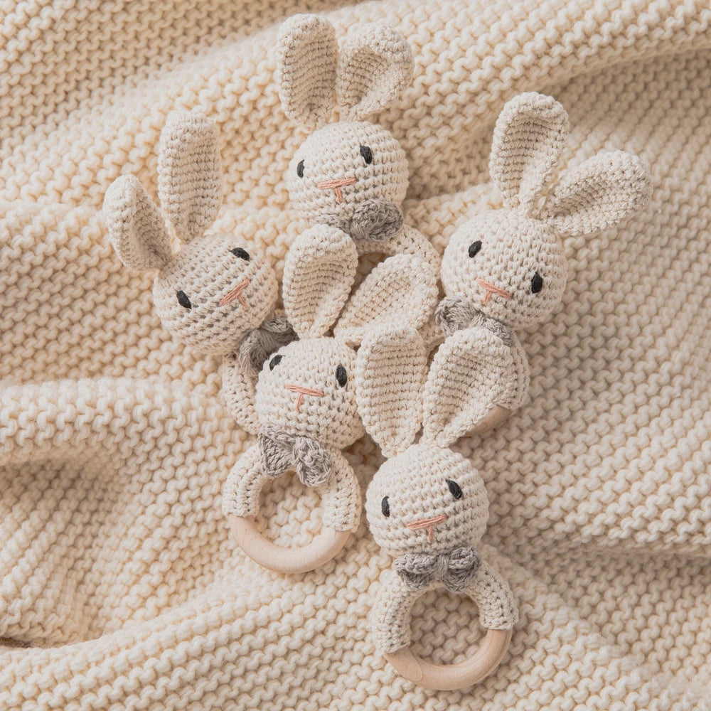 Baby Crochet Rattle Bunny Teether Newborn Sensory Toys
