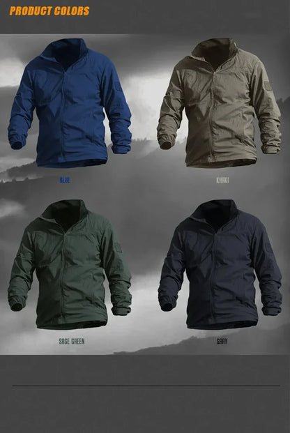 Chaqueta ligera para hombre - Cremallera táctica, poliéster, verano