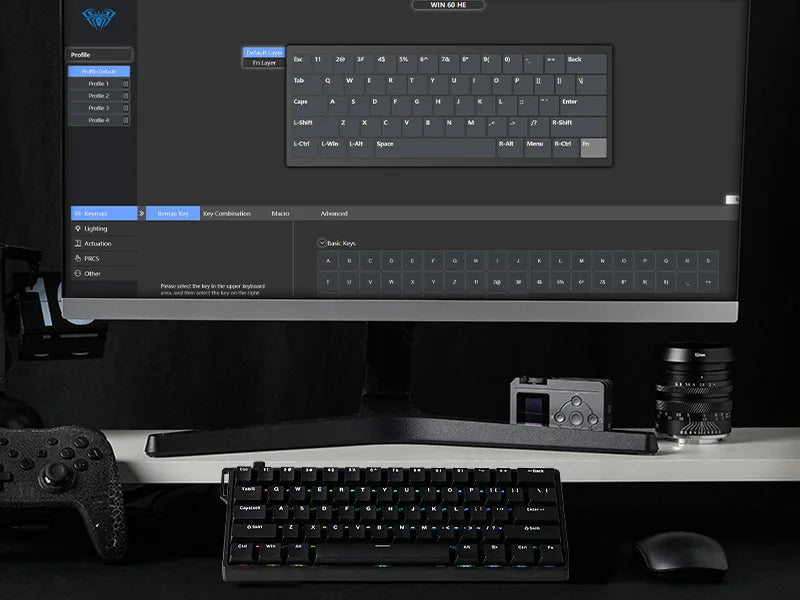 Teclado mecánico intercambiable en caliente del 60 por ciento aluminio RGB Hall