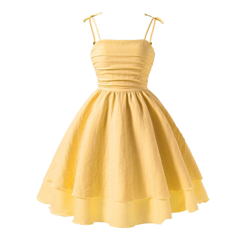 Lightweight Girls' Dress - Tiered Sling Dress, Polyester Elastane, For Birthday Party, Pageant, Communion