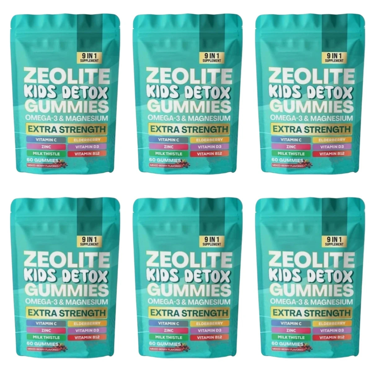 Zeolite Detox Gummies 60 Count – Multivitamin Omega-3 Magnesium Elderberry Immune Support Supplement 2026