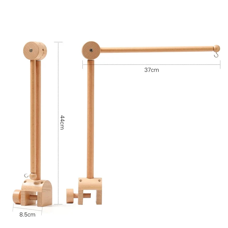 Wooden Baby Mobile Crib Arm Holder Newborn Sensory Toys