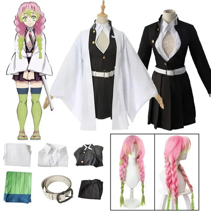Demon Slayer Kanroji Mitsuri Kimono Haori Cosplay Costume Set with Wig for Adults Kids Halloween 2026