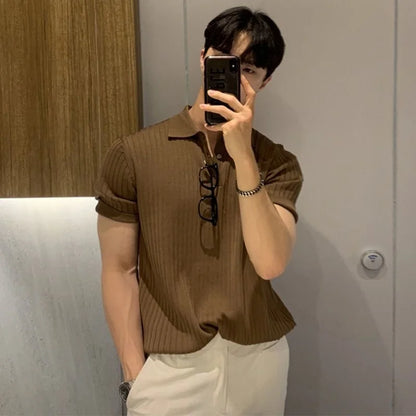Quick-dry men's golf polo shirt - slim fit short sleeve, polyester, for sports and casual wear