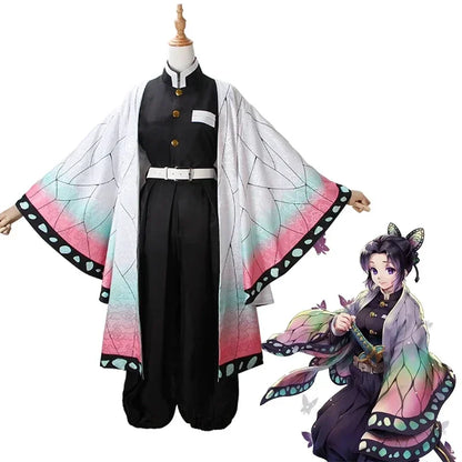 Demon Slayer Kochou Shinobu Kimono Cosplay Costume Set with Wig for Kids Adults Halloween 2026