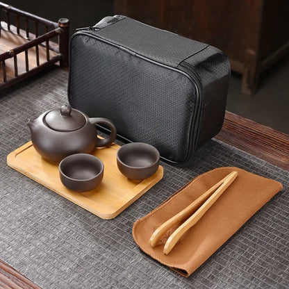 Purple Clay Travel Tea Set Portable Kung Fu Teaware