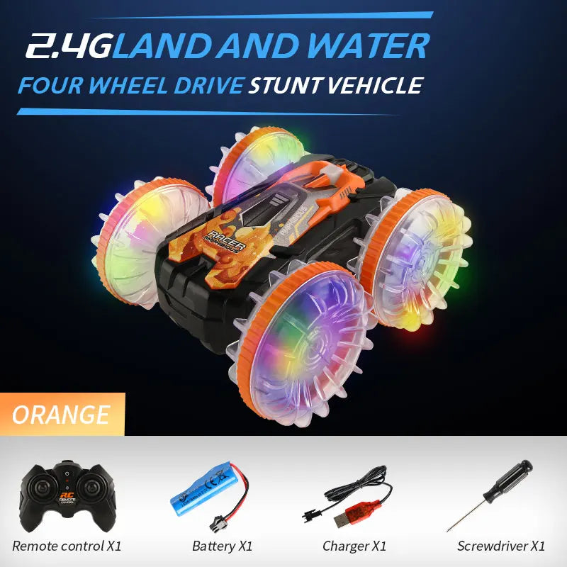 Remote Control All-Terrain Stunt Vehicle - Double-Sided Drifting Car with Lights, Ideal Outdoor Toy for Boys