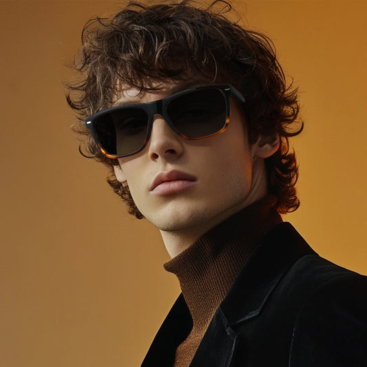 Occhiali da sole polarizzati con montatura quadrata in acetato protezione UV400 design classico unisex