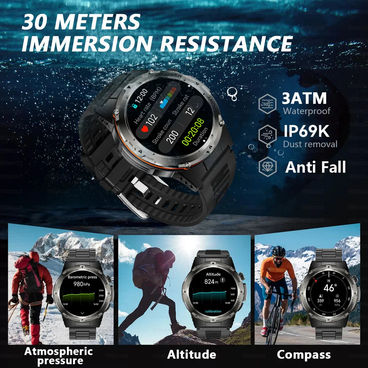 GPS Sports Smart Watch With AMOLED Display Compass NFC HD Calls Waterproof 500mAh Battery Fall 2025 Outdoor Trend