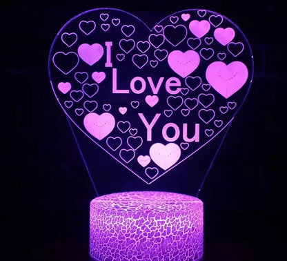 Lampada Cuore Illusione 3D - Luce Notturna LED USB, Un Regalo Ideale per San Valentino