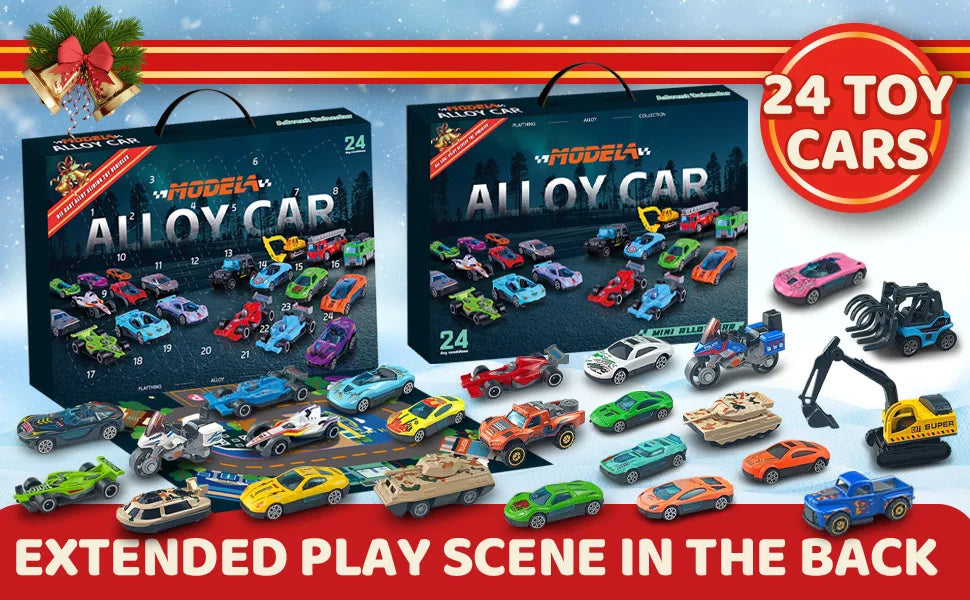 Calendario dell'Avvento Set 24 Auto in Lega Conto alla Rovescia di Natale