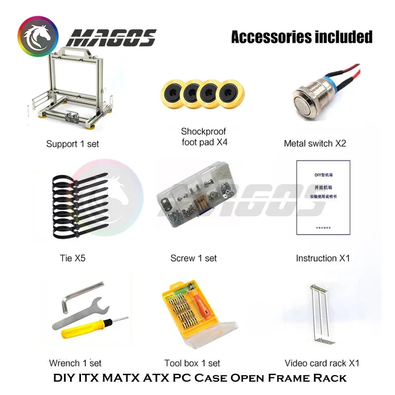 Boîtier PC Open Frame Modulaire ATX MATX ITX Aluminium Rack