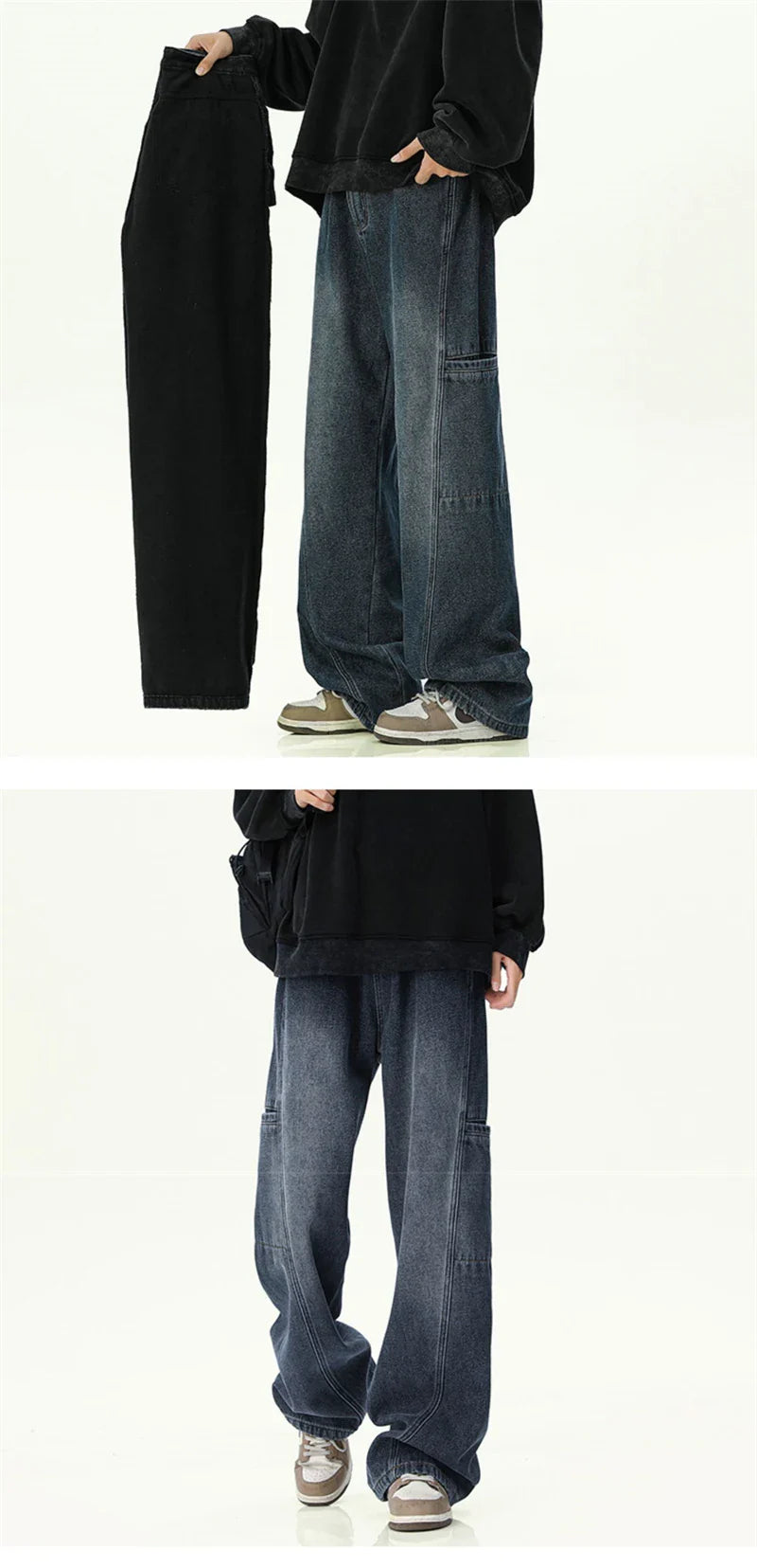 Oversized Mens Cargo Jeans - Wide Leg, Denim, Street