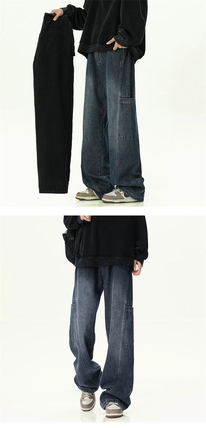 Oversized Mens Cargo Jeans - Wide Leg, Denim, Street