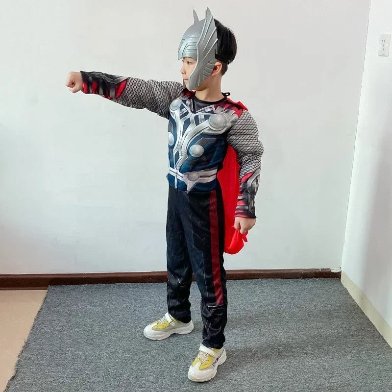 Thor Avengers Muscle Jumpsuit Halloween Cosplay Costume Set with Hammer Prop for Adults 2026