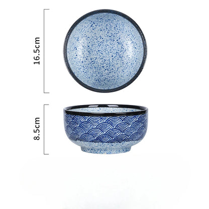 Ciotola per noodle Qinghai Wave dipinta a mano Ciotola in ceramica vintage