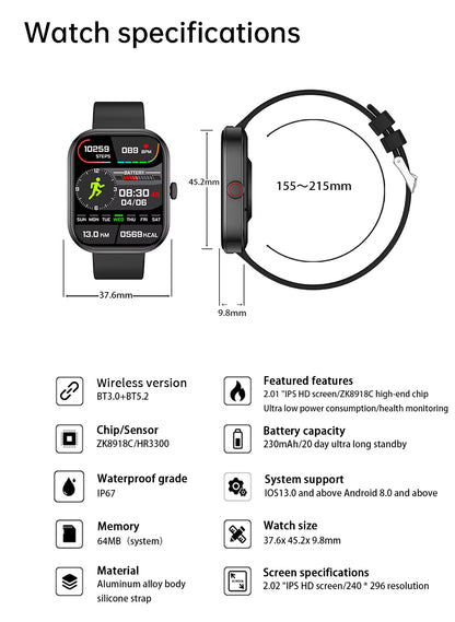 2025 Health Smartwatch BP+ECG+HRV+BG Monitor with SpO2, Heart Rate, Sleep & Fitness Tracking