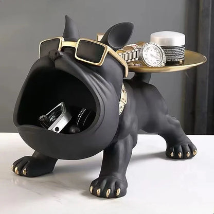 Dog Statue 30cm Bulldog Figurine Storage Box Resin Home Decor Fall 2025 Organizer Gift Idea