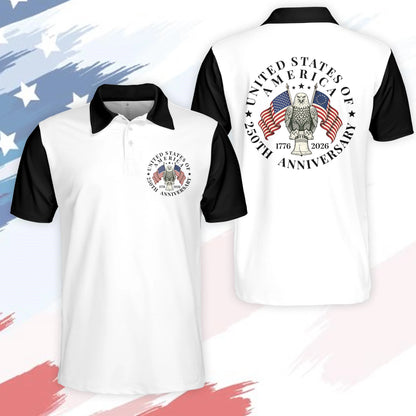 Breathable men's golf polo shirt - short sleeve, cotton blend, for patriotic events
