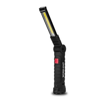 Rechargeable Camping LED Flashlight Work Light - IP64 Waterproof, 5 Modes, Magnet & Hook for Night Work