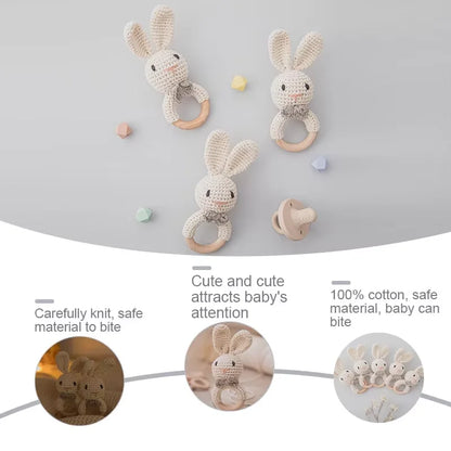 Baby Crochet Rattle Bunny Teether Newborn Sensory Toys