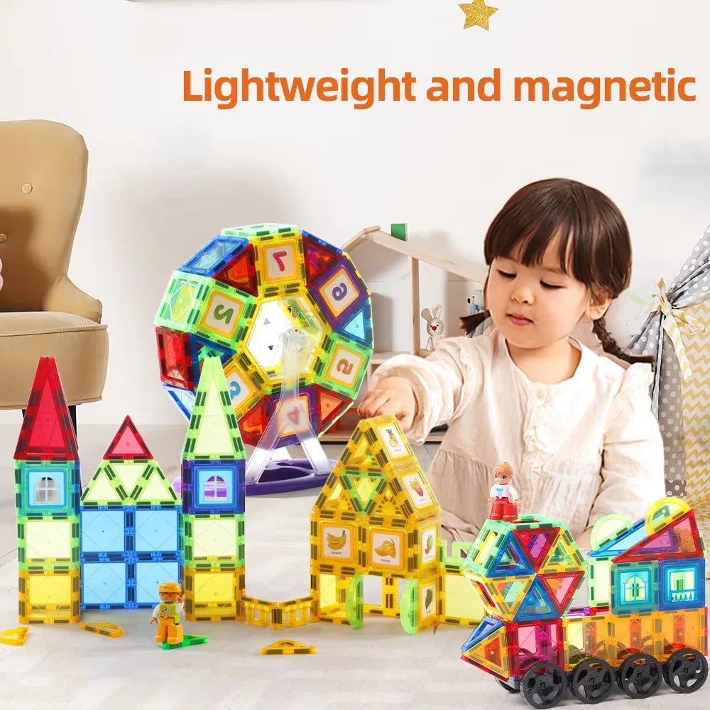 Magnetic Building Tiles Set - 3D STEM Stacking Blocks for Kids, Educational Magnet Toys for Boys & Girls